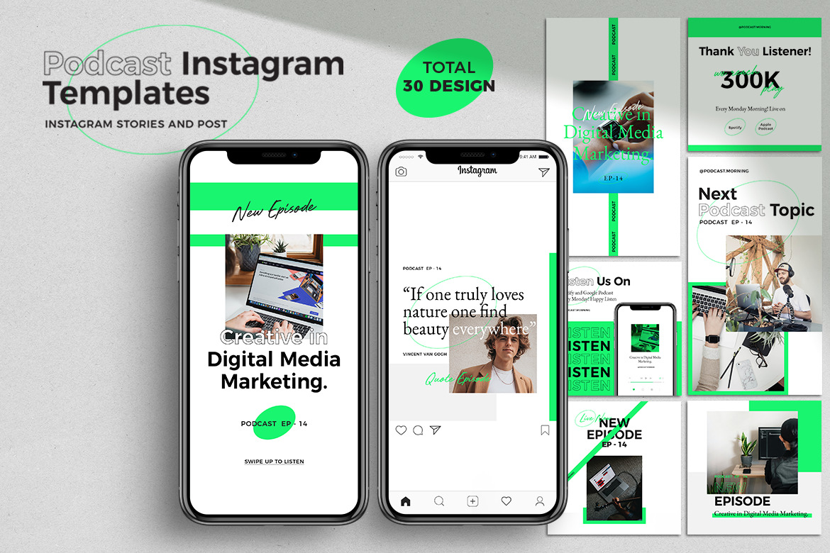 Download Podcast Instagram Pack Templates In Social Media Templates On Yellow Images Creative Store