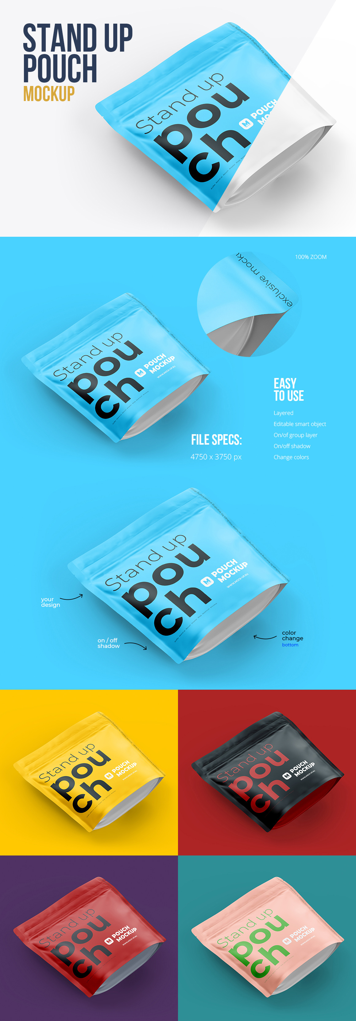 Download Square Zipper Stand Up Pouch Mockup Top View In Packaging Mockups On Yellow Images Creative Store