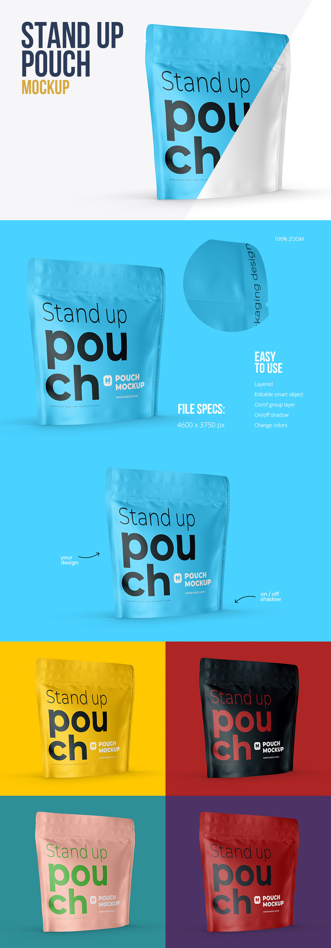 Download Square Zipper Stand Up Pouch Mockup Half Side View In Packaging Mockups On Yellow Images Creative Store