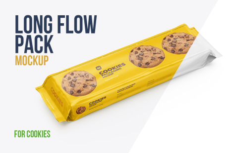 Download Long Flow Pack / Cookies Mockup in Packaging Mockups on ...