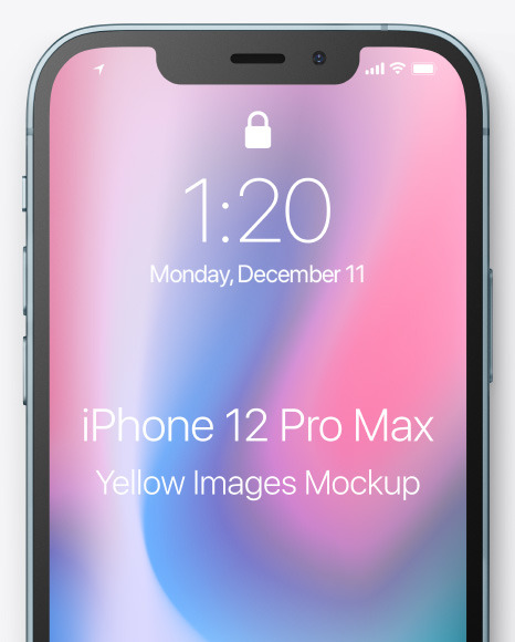 Download Apple Iphone 12 Pro Max Pacific Blue Mockup In Device Mockups On Yellow Images Object Mockups