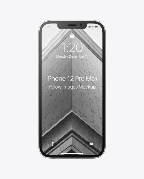 Download Apple Iphone 12 Pro Max Silver Mockup In Device Mockups On Yellow Images Object Mockups