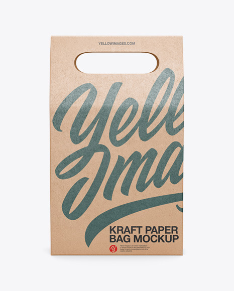 Download Kraft Paper Bag With A Window Mockup In Bag Sack Mockups On Yellow Images Object Mockups