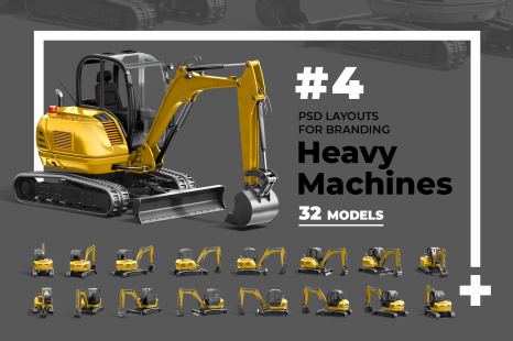 PSD Mockup 3D model Heavy Machines - Track Excavator #4