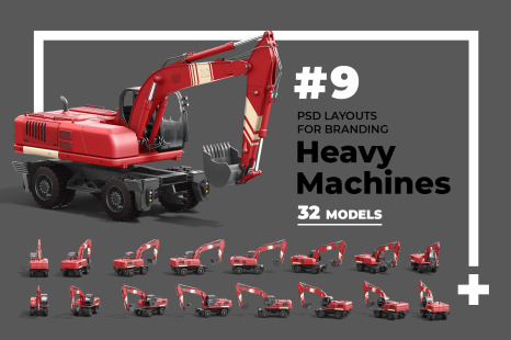 PSD Mockup 3D model Heavy Machines - Wheel Excavator #9