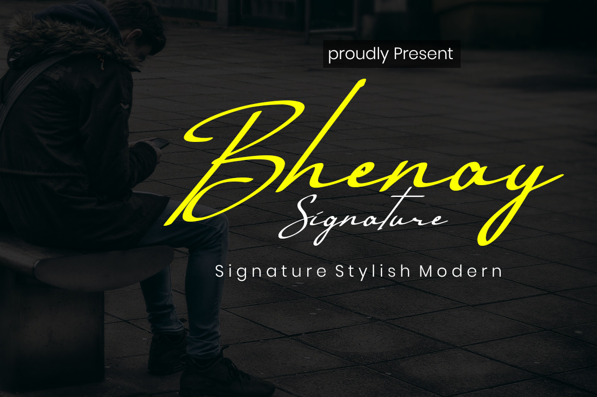 Bhenay Signature Font In Fonts On Yellow Images Creative Store