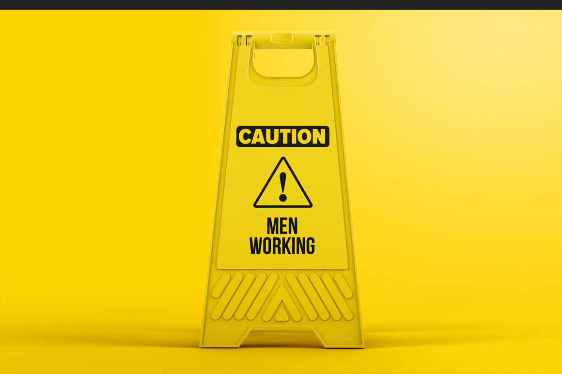 Download Plastic Caution Floor Sign Board Mockup in Indoor ...