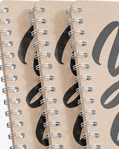 Set of Kraft Paper Notebooks Mockup PSD #2