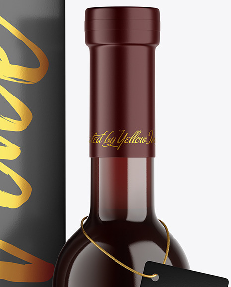 Download Clear Glass Red Wine Bottle With Box Mockup In Bottle Mockups On Yellow Images Object Mockups