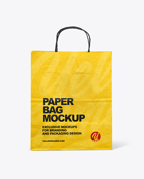 Kraft Paper Bag Mockup In Bag Sack Mockups On Yellow Images Object Mockups