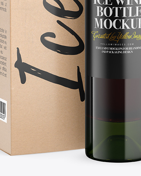 Download Green Glass Red Wine Bottle With Box Mockup In Bottle Mockups On Yellow Images Object Mockups