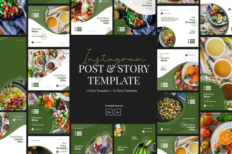 Healthy Food Instagram Post and Story Template