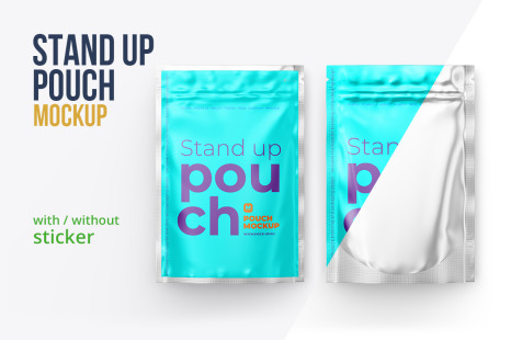 Download 4 X6 Metallic Stand Up Pouch Mockup Front View In Packaging Mockups On Yellow Images Creative Store