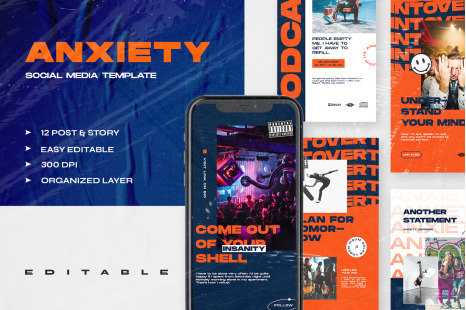 Anxiety - Instagram Stories &amp; Post Template