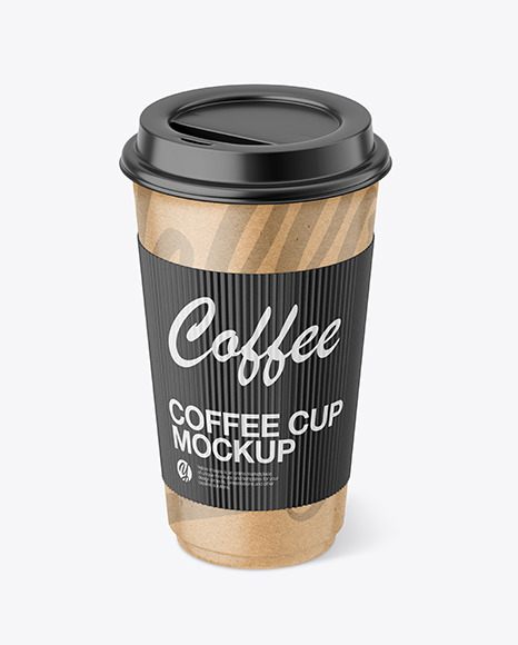 Premium PSD  Take away plastic cover coffee cup with holder mockup