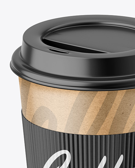 Premium PSD  Take away plastic cover coffee cup with holder mockup