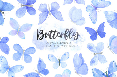 Watercolor Blue Butterfly clipart