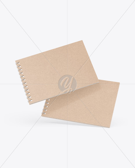 Two Kraft Paper Sketchbooks Mockup PSD #3