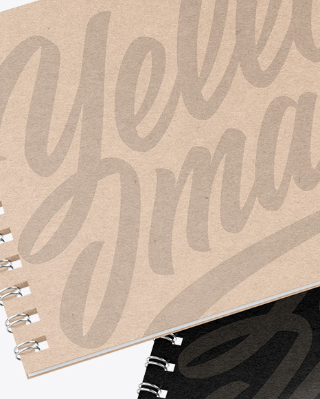 Two Kraft Paper Sketchbooks Mockup PSD #2