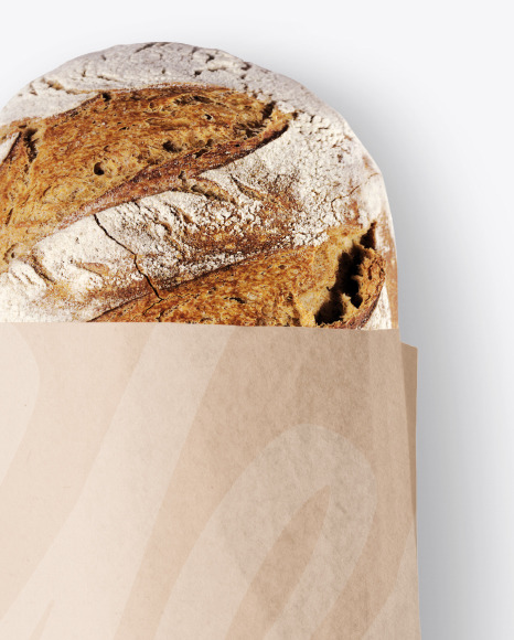 Kraft Package with Bread Mockup