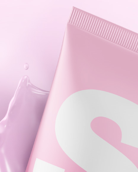 Glossy Cosmetic Tube with Splash Mockup PSD #6