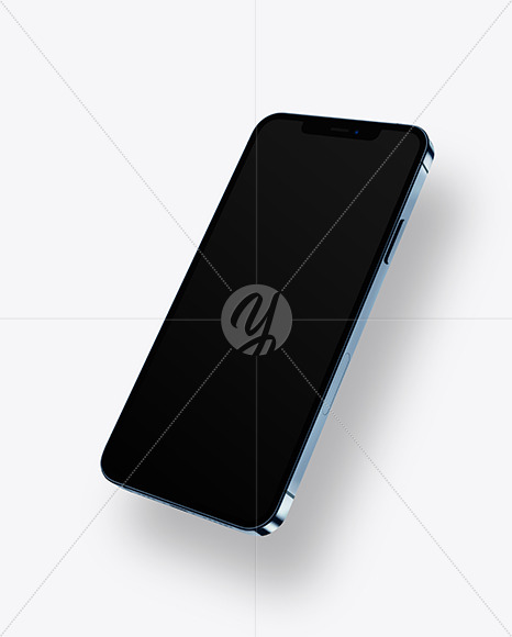 Apple Iphone 12 Pro Max Pacific Blue Mockup In Device Mockups On Yellow Images Object Mockups