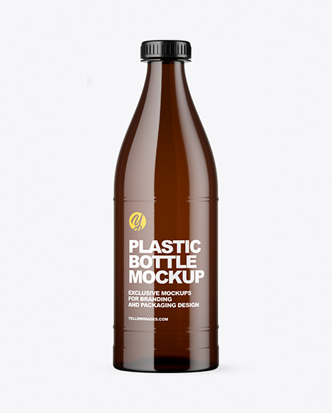 Amber Plastic Bottle Mockup