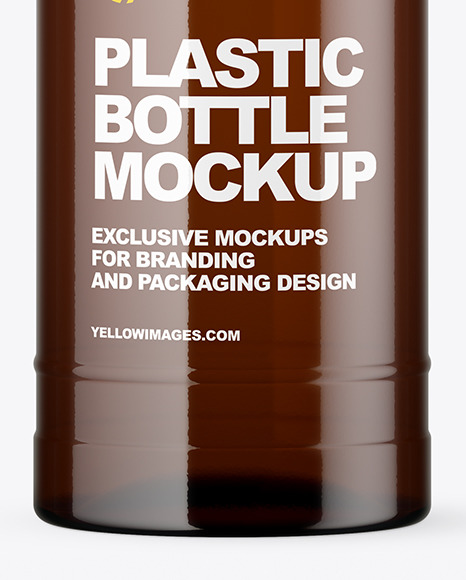 Amber Plastic Bottle Mockup PSD #1