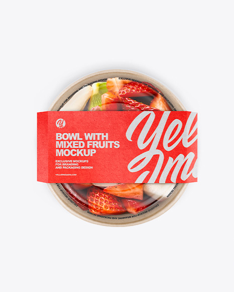 Paper Bowl With Mixed Fruits Mockup PSD #2