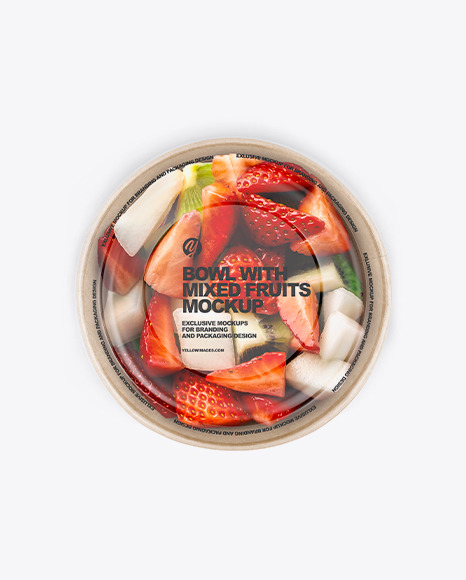 Paper Bowl With Mixed Fruits Mockup PSD #1