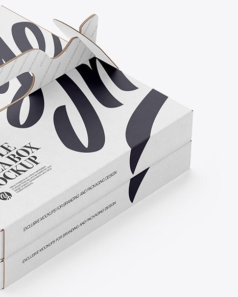 Download Carton Paper Double Pizza Box With Handles Mockup In Box Mockups On Yellow Images Object Mockups