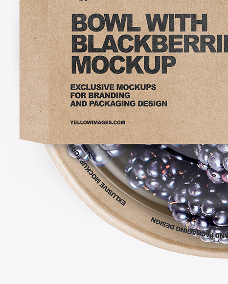 Download Paper Bowl With Blackberries Mockup In Cup Bowl Mockups On Yellow Images Object Mockups