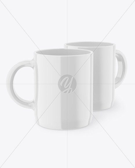 Two Glossy Mugs Mockup PSD #1