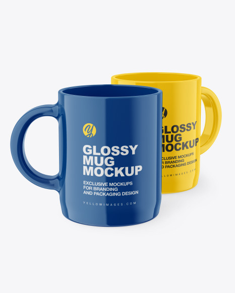 Two Glossy Mugs Mockup PSD #2