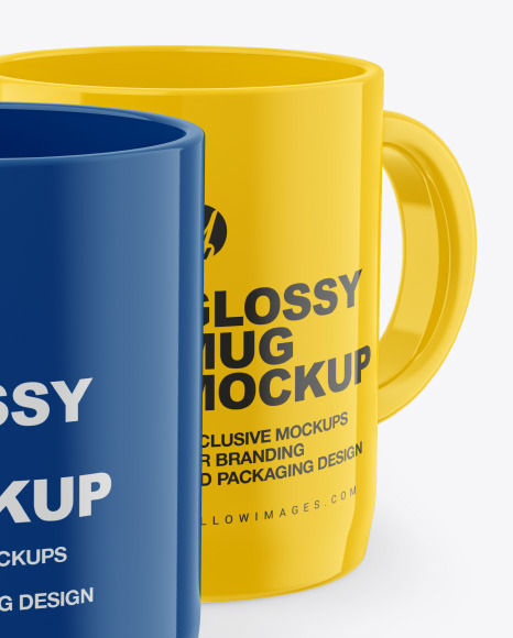 Two Glossy Mugs Mockup PSD #3