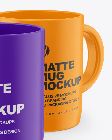 Two Matte Mugs Mockup   Free Download Images High Quality PNG, JPG   93891