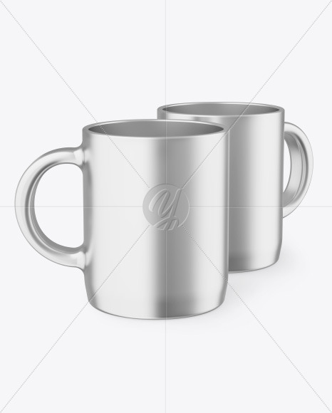 Two Metallic Mugs Mockup PSD #3