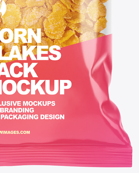 Download Corn Flakes Pack Mockup In Flow Pack Mockups On Yellow Images Object Mockups