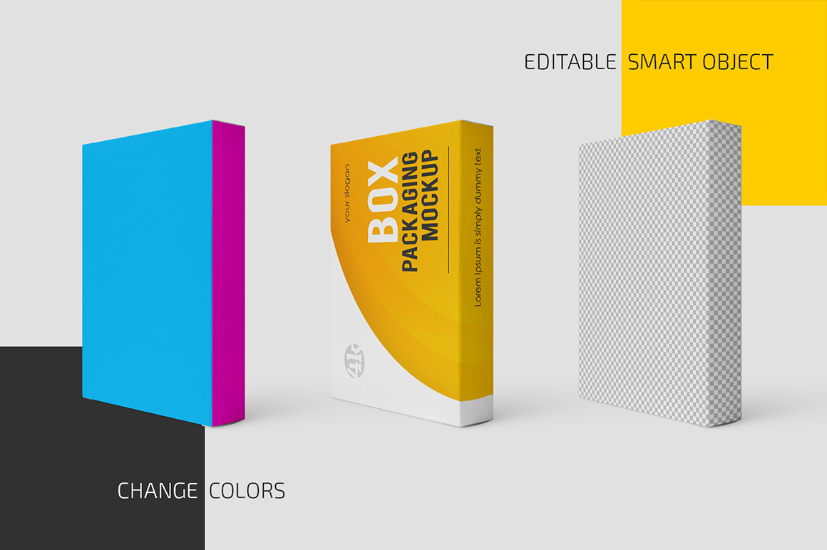 Download Box Packaging Mockup Set In Packaging Mockups On Yellow Images Creative Store