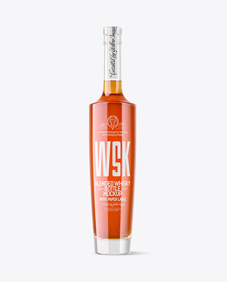 Clear Glass Whisky Bottle Mockup