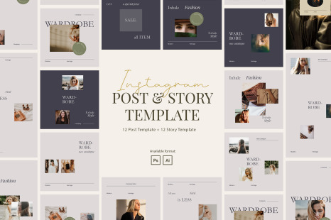 Minimalist Beauty Wardrobe Instagram Template on Yellow Images Creative ...