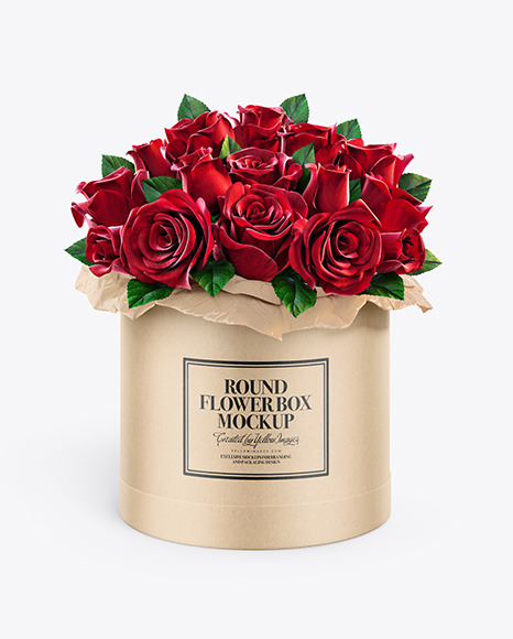 Kraft Round Flower Box Mockup