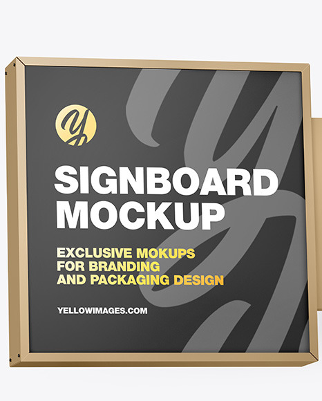 Metallic Signboard Mockup PSD #2