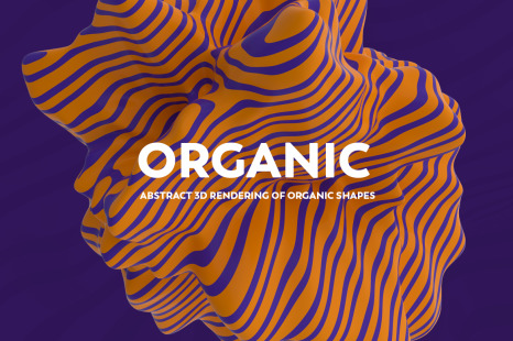 Abstract 3D Rendering of Organic Shapes  Purple &amp; Orange