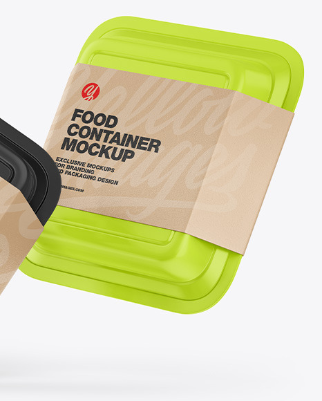Two Food Containers w  Kraft Labels Mockup PSD #1