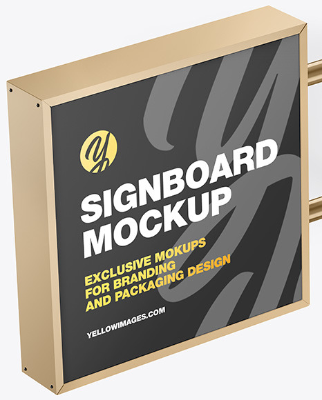 Square Signboard Mockup PSD #2