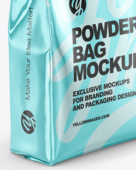 Download Metallic Powder Bag Mockup Half Side View In Bag Sack Mockups On Yellow Images Object Mockups