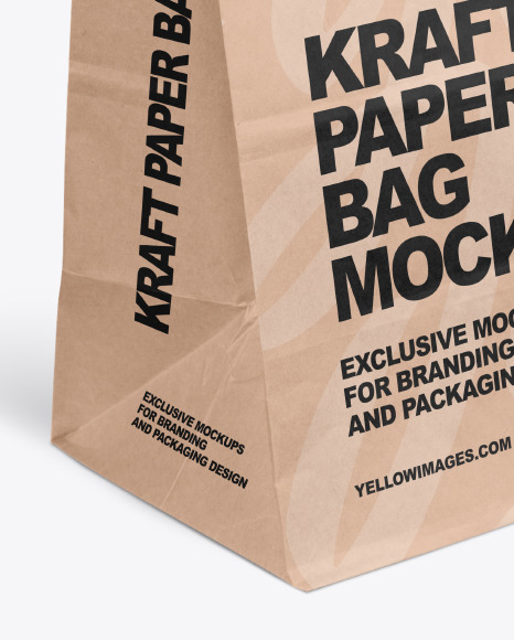 Download Kraft Paper Shopping Bag Mockup In Bag Sack Mockups On Yellow Images Object Mockups