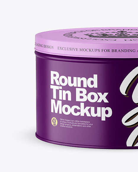 Download Matte Round Tin Box Mockup In Can Mockups On Yellow Images Object Mockups