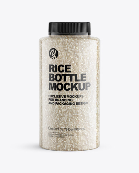 Download Bottle With Rice Mockup In Bottle Mockups On Yellow Images Object Mockups